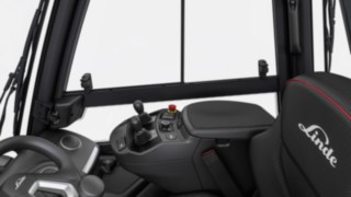 Die Armlehne ist in mehreren Varianten verfügbar. Armlehne des X30 von Linde Material Handling