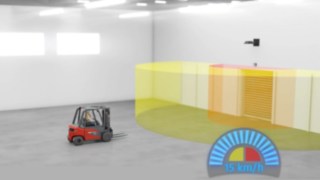 Bei einem Einzeltor wird mit dem Modul „Circle“ eine runde Sicherheitszone um das Tor eingerichtet.  Linde Door Control Circle richtet eine runde Sicherheitszone um das Tor